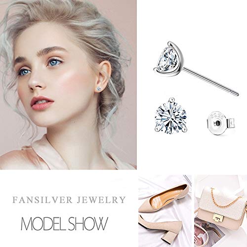 Sterling Silver Stud Earrings Women: Stud Earrings Set Cartilage Piercings Jewelry Round Sparkle CZ Studs Tragus Helix Stud Earrings 3-6mm