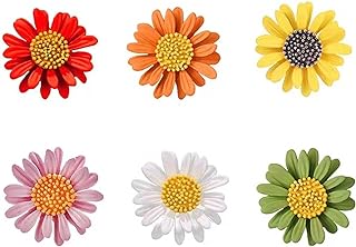GOLDEN STRAWBERRY 6 PCS Enamel Daisy Flower Lapel Pin Brooch Pin Set for Women Clothes Collar Dress Scarf Bag Daily Decoration (6 Colors)