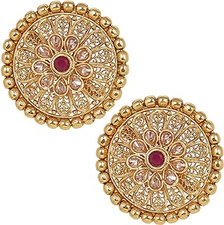 Bodha Traditional Indian 18K Gold Plated Pure Copper Kundan, LCT, Pearls and CZ studded Traditonal Ethnic Stud Eaarrings for Women (SJ_1724)