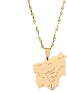 Stainless Steel Nigeria Map Pendant Necklaces Country Maps Africa Nigerians Maps Jewelry