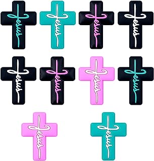 10PCS Silicone Focal Beads, Animals Silicone Beads for Keychain Making Silicone Beads for Pens Silicone Focal Beads Bulk for Bracelet Necklace Crafts (Cross 5 * 2)