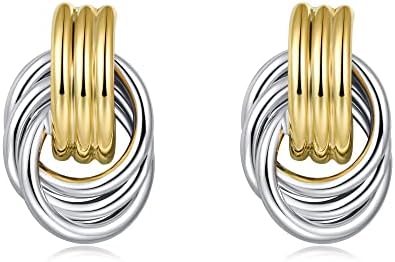 LILIE&WHITE Gold Drop Earrings with French Wire Back Finding and Curb Chain Gem Design for Women