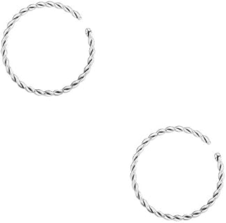 Forbidden Body Jewelry Nose Rings Set Surgical Steel Braided Hoops for Pierced and Fake Nose and Cartilage Piercings 14G-20G