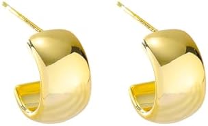 Eseres Women's Small Brass Huggie Hoop Earrings, Gold Plated, Comfortable Fit