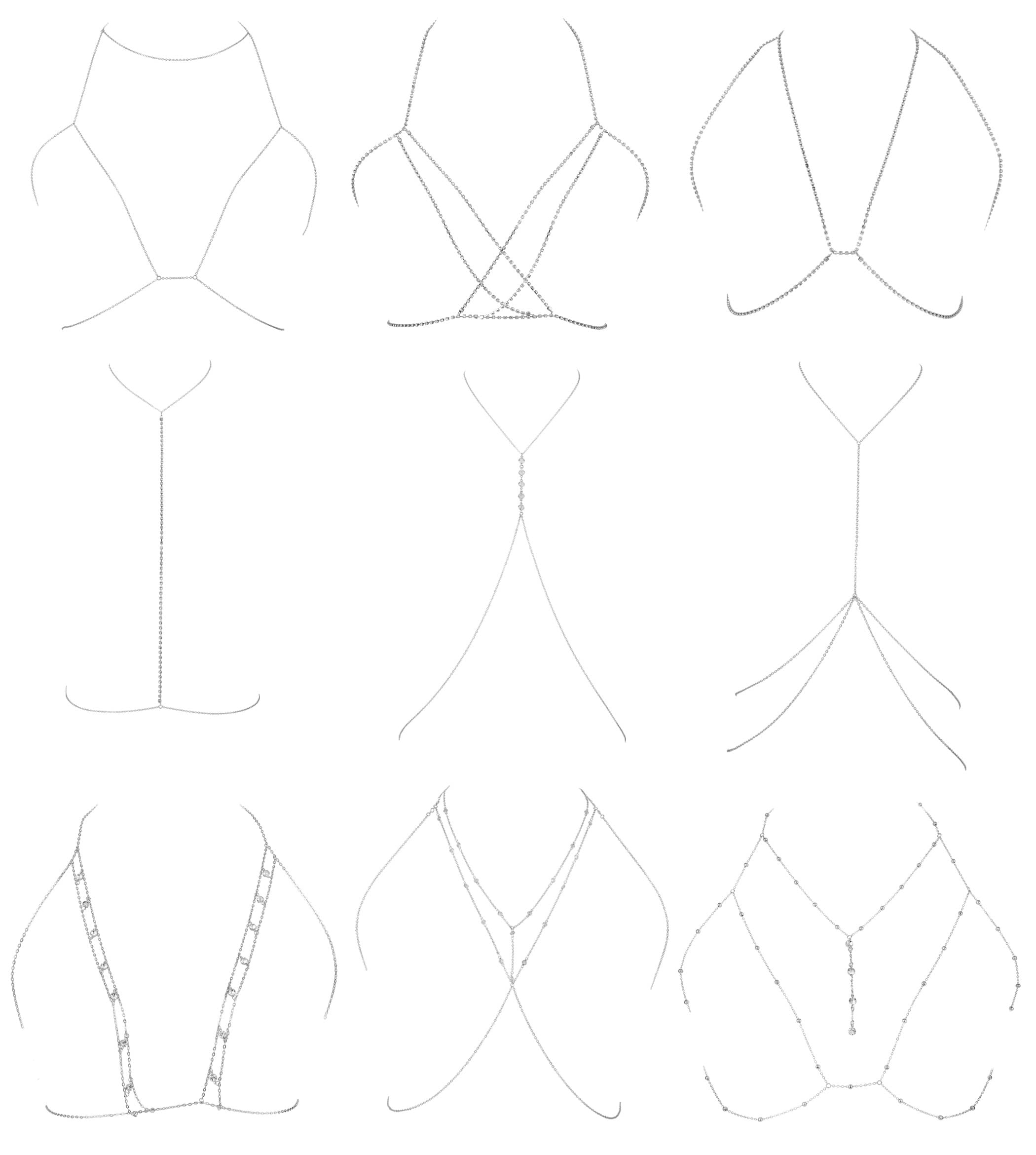 Lobster-Claw Alloy Body Chain Bra Set - Adjustable Length Metal Bikini and Waist Chains for Women - Sleek Summer Beach Accessory