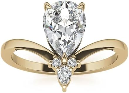 2.75 Ct Solitaire Pear Shape Diamond Engagement Wedding Ring In 14k Yellow Gold Finish 925 Sterling Silver