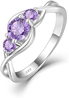 STARCHENIE 3-Stone Promise Ring for her 925 Sterling Silver Infinity Wedding Engagement Ring for Women Size 5-10