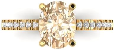 Clara Pucci 2.71ct Oval Cut Morganite Engagement Ring in 14K Yellow Gold with Engraving Option, Size 3.5