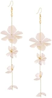 Delicate White Flower Dangle Earrings with French Wire Back Finding for Women in Their 30s, Floral Design
