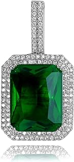 JINAO Hip Hop 6 Colors Solitaire Pendant Cubic Zirconia Halo Pendant Necklace with Solid Back…