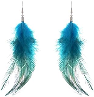 Bohemian Style Feather Dangle Earrings with French Wire Back, Perfect for Women and Girls - Lureme® (02004736)