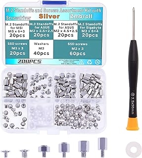 High-Quality Carbon Steel M.2 SSD Mounting Screws Set for Asus, Gigabyte, MSI Motherboards - Includes M2 Standoffs, Washers, and Magnetic Screwdriver for Hassle-Free Installation. Perfect for Laptop and Desktop Computer Repairs