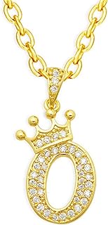 Gold Crown Initial Necklaces for Women Dainty Letter A-Z Pendant Necklace 18K Gold Plated Zirconia Letter Crown Choker Necklace for Women Girls