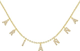 Iced Name Choker Necklace Personlized 18K Gold Plated Speced Out Initial Script Nameplate Pendant Jewelry Gift for Women Girls