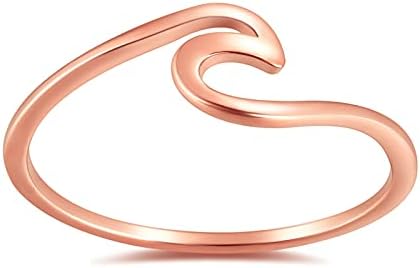 Greenpod 1mm Stainless Steel Wedding Rings for Women Girls Silver/Gold/Rose Gold Thin Vsco Wave Ring Stackable Engagement Ring Size 4-12