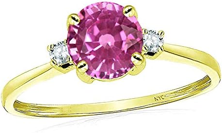 10k Yellow Gold 7mm Round Classic Three 3 stone Engagement Promise Wedding Ring