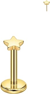 FANSING 316L Stainless Steel Star Design Labret Stud with Push Back Mechanism