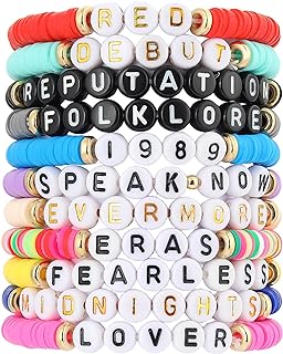 Lobster Claw Swiftie Beaded Bracelet Set Inspired by Taylor's Album Collection for Music Fans, No Metal Type