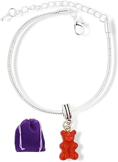 Emerald Park Stainless Steel Snake Chain Bracelet with Gummy Bear Charm Details