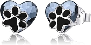 Screw Back Sterling Silver Puppy Paw Stud Earrings with Crystals - Ideal Gift for Women and Pet Lovers - Hypoallergenic and Comfortable for Sensitive Ears