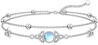 POTOPYY Celtic/Highland Cow/Axolotl Bracelet Anklet for Women S925 Sterling Silver Adjustable Irish Anklet Cute Animal Jewelry Gifts for Girls Mother's Day Birthday Christmas Day