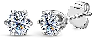 DYUNQ Certified Moissanite Stud Earrings with Screw Back Design in 18K Gold Plated Sterling Silver for Men and Women, D Color VVS1 3-6.5MM