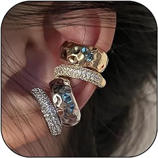 Ear Cuff Earrings for Women Chunky Gold Ear Cuff Silver Clip On Earrings for Girls Cartilage Earrings Huggie Hoop Earrings Wrap Ear Cuffs Non Pierced Jewelry Gifts