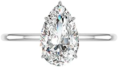 4 CT Pear Cut Moissanite Hidden Halo Engagement Ring for Women in Sterling Silver or Solid Gold Options