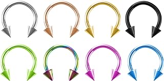 Versatile FACOKO 8PCS G23 Titanium Horseshoe Spike Septum Ring Set in Vibrant Colors for Women and Men, Designed for Comfort & Various Piercing Preferences