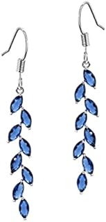 Blue Dangle Earrings with Push Back, Cubic Zirconia Gem Type, for Women, Marquise Shape, by UDYLGOON