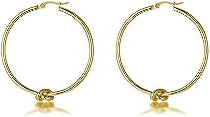 Classic Gold-Plated Knot Hoop Earrings for Women | French-Styled Minimalist Design | High-Quality Brass | Perfect Gift for Her