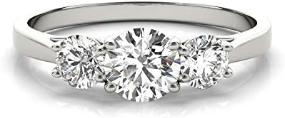 Elegant 14k White Gold, Lab-Grown Diamond 3-Stone Engagement Ring for Women, Radiant Design, Size 4.5
