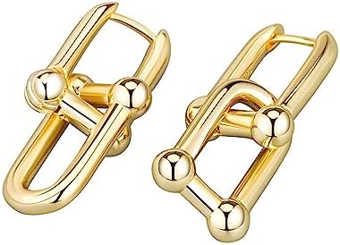 14K Gold Plated Convertible Link Earrings Gold Hoop Drop Dangle Earrings for Women Teen Girls