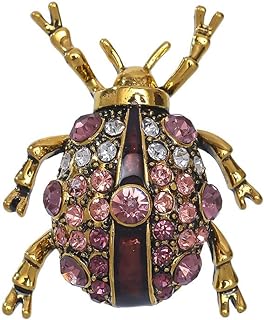 Kokoma Vintage Ladybug Brooch Pin for Women Girls CZ Crystal Insect Beetle Lapel Pins Shawl Scraf Clip Badge Corsage Brooches for Cloth Dress Accessories