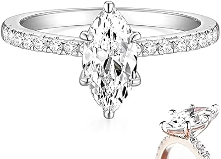 10K/14K/18K Gold Marquise Moissanite Engagement Ring for Women with Free Personalized Engraving - Perfect for Weddings and Anniversaries