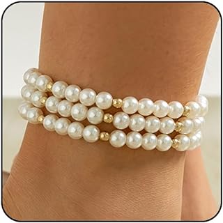 Charming Silver & Gold Pearl Anklet with Lobster Claw Clasp | Adjustable Rope, Cuban, Bead, or Link Chain for Women | Cross, Infinity, Star, Heart & Butterfly Designs
