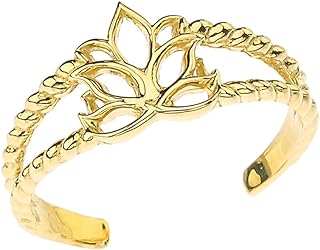 Lotus Flower Rope Toe Ring in 10k Yellow Gold