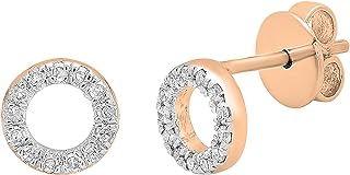 Dazzlingrock Collection 0.10 Carat (ctw) Round Lab Grown White Diamond Open Circle Stud Earrings for Women in 18K Gold