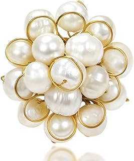 Elegant Vintage Pearl Engagement Ring by AeraVida - Handmade with Cultured Freshwater Pearl in Flower Shape - Comfort Fit Silver Ring, Adjustable Size - Perfect Gift for Her