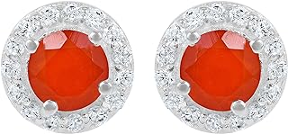 Carnelian Gemstone 925 Sterling Silver Push Back Closure Prong Setting Stud Earrings