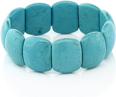 No-Clasp Stretch Turquoise Howlite Beads Bangle Bracelet, Strand Chain, Simulated Gem for Women, 20MM Design