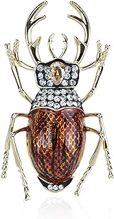 Vintage Rhinestones Crystal Beetle Bug Ename Insect Scarab Brooch Pin Lapel Pin Accessories for Men Women