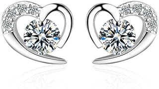 Lever Back 14K White Gold Plated Sterling Silver Single Stud Earring with Round Cut Simulated CZ and Premium Cubic Zirconia Accents - Perfect for Graceful Women's Jewelry Collection