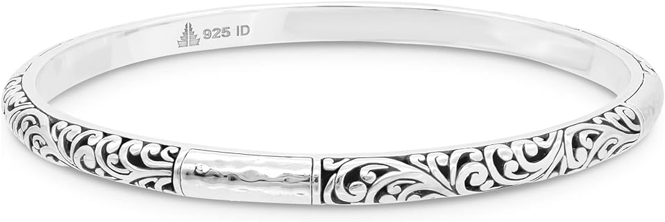 Sterling Silver 925 Bali Slide-on Bangle Bracelet