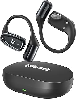 BlitzRock 7,1g Ultraleichte Kabellose Open Ear Sport Kopfhörer mit 0,7 mm Ohrhaken und IPX7, ideal für Fitness und Laufen, für Erwachsene geeignet, schwarz