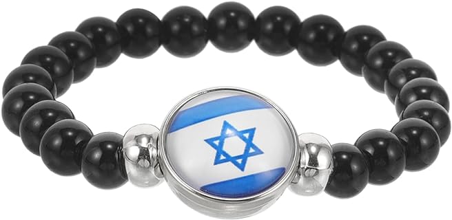 Israeli Bracelet Israel Flag Souvenirs Israel Flag Bracelet for Boys Wrist Bracelet Israel Accessory Bracelet for Women Israel Theme Bracelet Men and Women Wild Bead Bracelet Glass