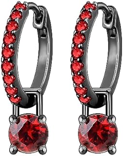 Black Hoop Earrings for Women Month of Birth – Unique Plated Womens Earrings with Birth Stone – Elegant Colorful Dainty Earrings In Jewelry Pouch – Ideal for Office, Wedding, Everyday Wear