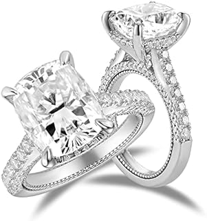 DovEggs Moissanite Engagement Rings for Women 5ct 9x11mm G-H-I Color Elongated Cushion Cut Moissanite Hidden Halo Vintage Wedding Ring14k Gold Quality Sterling Silver