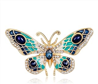 Colorful Enamel Rhinestone Butterfly Brooch Pins for Women