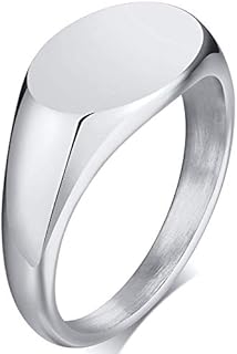 Jude Jewelers Stainless Steel Classical Simple Plain Oval Shape Signet Style Pinky Wedding Statement Promise Anniversary Ring